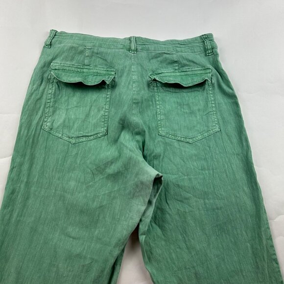 Kut from the Kloth Seafoam Green Linen Blend High Rise Cropped Pant 12 - Picture 6 of 6